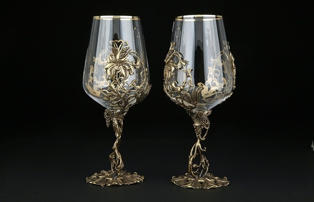 Набор бокалов для вина «Цветок» (2 шт.) в подарочном футляре 450 мл - фото №4