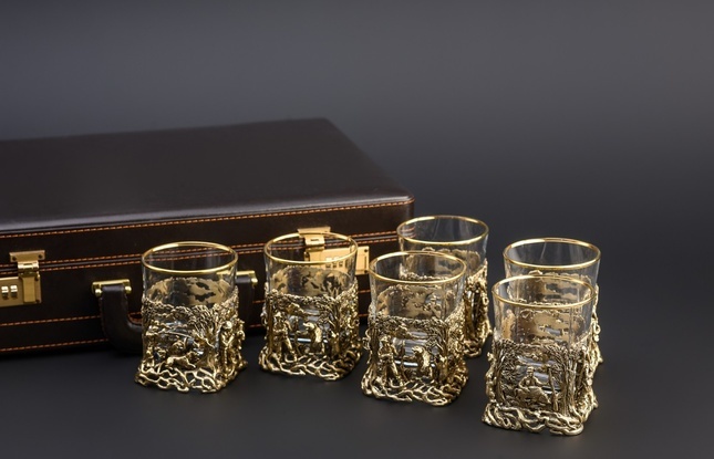 Подарочный набор стаканов для виски Охота  6шт. в подарочном кейсе 310 мл - фото №3