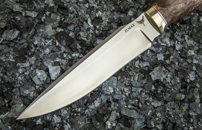 Нож «Хищник» (ELMAX, стабилизированная карельская береза, мельхиор) - фото №2
