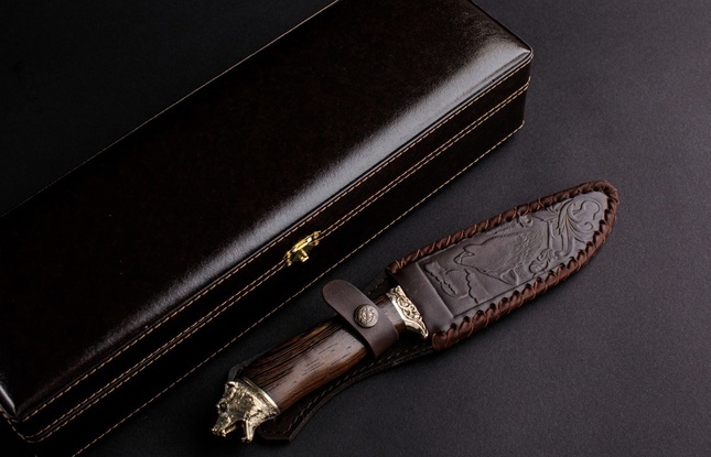 Подарочный туристический нож «Клык 2» сталь 65Х13 в футляре - фото №4