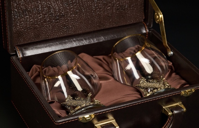 Бокал для коньяка "Утро в сосновом бору "эконом   2 шт. в подарочном футляре с художественным оформлением  430 мл - фото №2