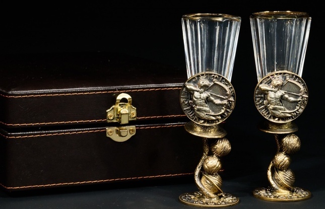 Набор лафитников для водки «Знаки Зодиака Стрелец» (2 шт.) в подарочном футляре c художественным оформлением 60 мл