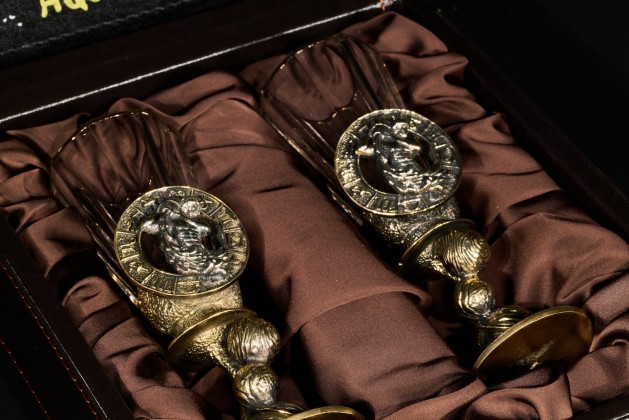 Набор лафитников для водки Знаки зодиака «Водолей» 2 шт в подарочном футляре