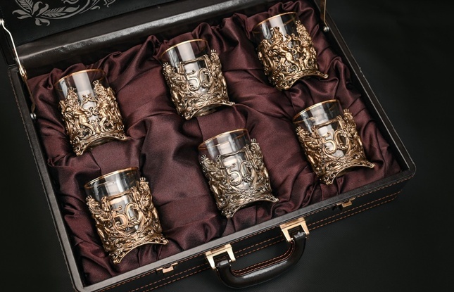 Набор стаканов для виски Юбилейный 50  лет  6 шт. 310 мл в подарочном кейсе  с художественным оформлением - фото №2