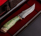 Подарочный нож «Клык 2» (дамасская сталь, карельская береза) в футляре - фото №2