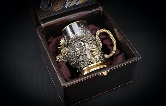 Набор подстаканников "Русский Лес" 1 шт в подарочном футляре с художественным оформлением  250 мл - фото №1