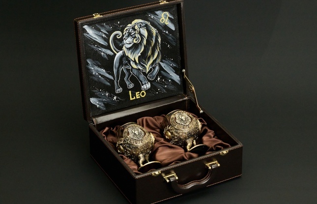 Бокал для коньяка Зодиак "Лев"  2 шт.  в подарочном футляре с художественным оформлением  430 мл - фото №1