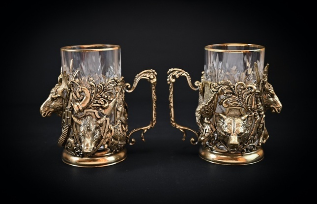 Набор подстаканников "Трофейный" 2 шт в подарочном футляре с художественным оформлением  250 мл - фото №4