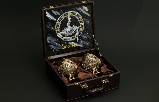 Бокал для коньяка Зодиак "Скорпион"  2 шт.  в подарочном футляре с художественным оформлением  430 мл - фото №1