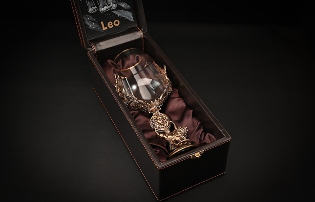 Бокал для вина "Гороскоп Лев"  1 шт.  в подарочном футляре с художественным оформлением  430 мл - фото №1