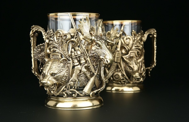 Набор подстаканников "Трофейный" 2шт в подарочном футляре 250 мл - фото №1