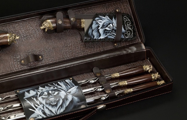 Набор шампуров в футляре «Скиф 3» Звери каменные - фото №7