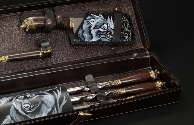 Набор шампуров в футляре «Скиф 6» Звери лесные - фото №2