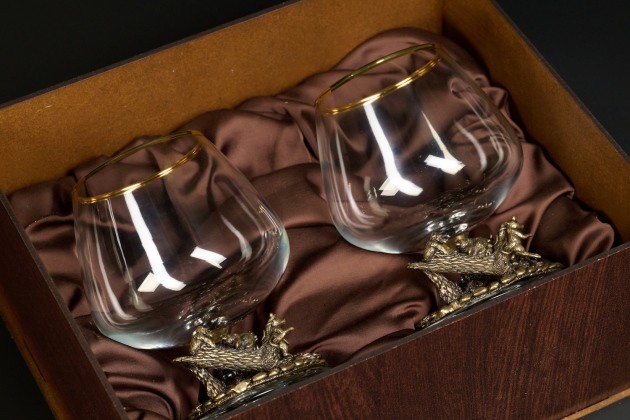 Бокал для коньяка "Утро в сосновом бору" эконом 430 мл 2 шт в подарочной коробке 