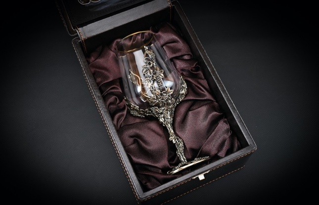 Бокал для вина «Виноград» (1шт.) в подарочном футляре с художественным оформлением 450 мл - фото №2