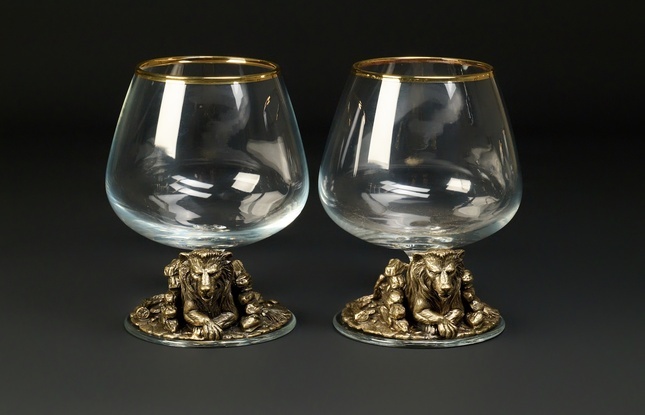 Бокал для коньяка  "Лев VIP"эконом   4 шт. в подарочном футляре с художественным оформлением  430 мл - фото №4