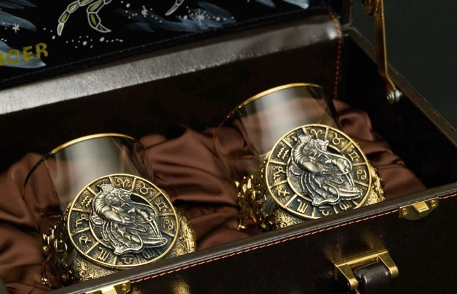 Стакан для виски Зодиак "Рак"  2 шт.  в подарочном кейсе с художественным оформлением 310 мл - фото №2