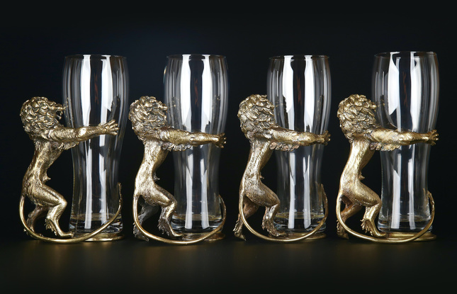 Набор пивных бокалов «Львы» 4 шт.  в подарочном футляре - фото №1