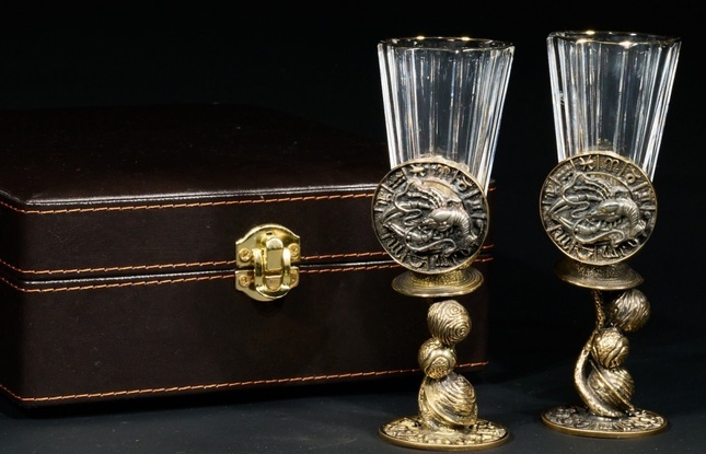 Набор лафитников для водки «Знаки Зодиака Рак» (2 шт.) в подарочном футляре c художественным оформлением 50 мл