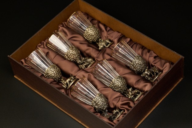 Набор рюмок-лафитникоф «Русский Лес» 6 шт  в подарочной коробке