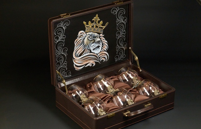 Бокал для коньяка   "Лев VIP " эконом  6 шт. в подарочном футляре с художественным оформлением  430 мл - фото №2