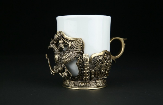 Чашка для кофе "Герб РФ" 2шт. в подарочном футляре с художественным оформлением 200 мл - фото №2