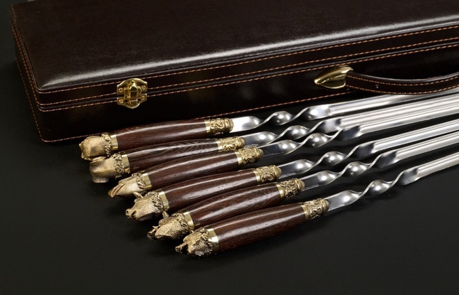 Набор шампуров в футляре «Презент 6 Звери каменные» - фото №3