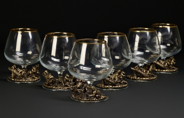 Бокал для коньяка "Утро в сосновом бору "эконом   6 шт. в подарочном футляре с художественным оформлением  430 мл - фото №8