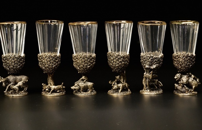 Набор лафитников «Русский Лес "  (6 шт.) в подарочном футляре с художественным оформлением  50 мл - фото №2