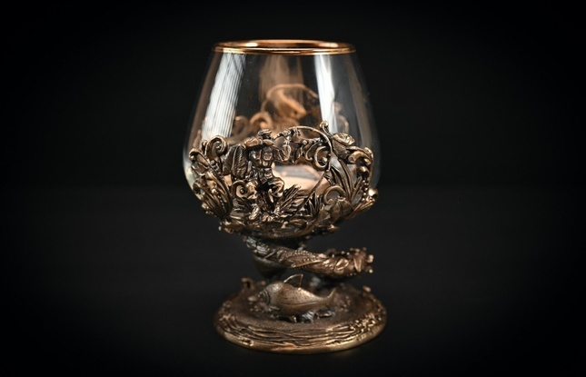 Бокал для коньяка "Рыбалка Элит "  4 шт. в подарочном футляре с художественным оформлением  430 мл - фото №3