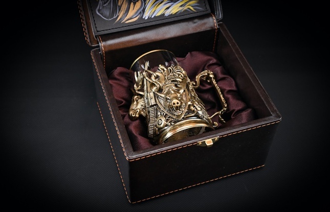 Подстаканник "Трофейный" 1 шт в подарочном футляре с художественным оформлением  250 мл - фото №1