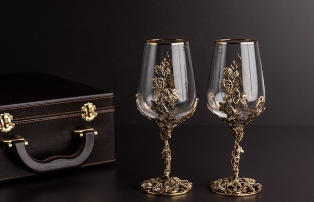 Набор бокалов для вина «Виноград» (2шт.) в подарочном футляре 450 мл - фото №2