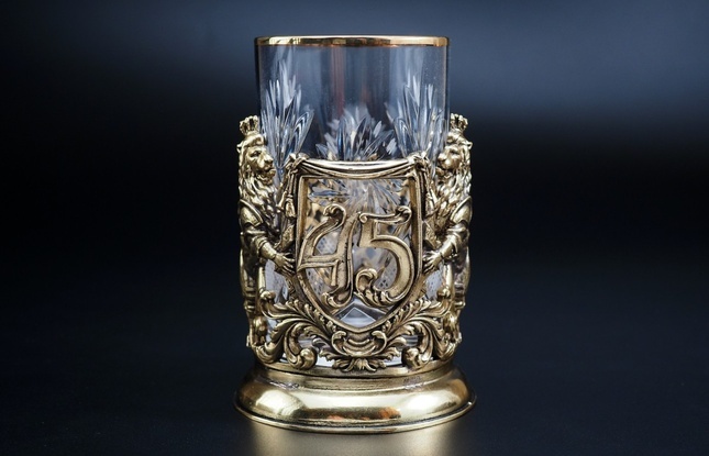 Набор подстаканников "Юбилейный"  (35,40,45,50,55,60,65,70 Лет) 2шт в подарочном футляре 250 мл - фото №6