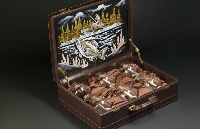 Набор бокалов  «Рыбалка»  эконом 6 шт. в подарочном кейсе с художественным оформлением  430 мл