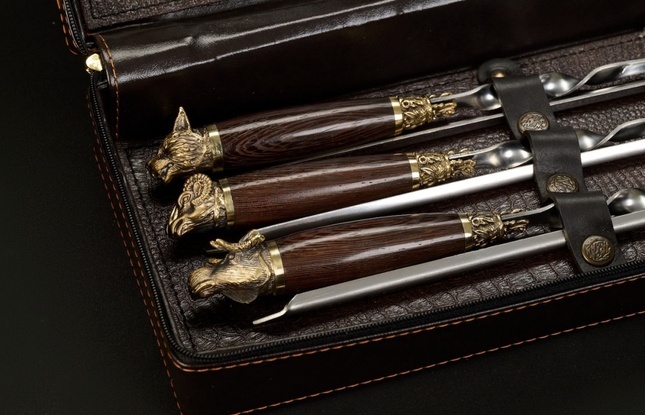 Набор шампуров в футляре «Скиф 6» Звери лесные - фото №3