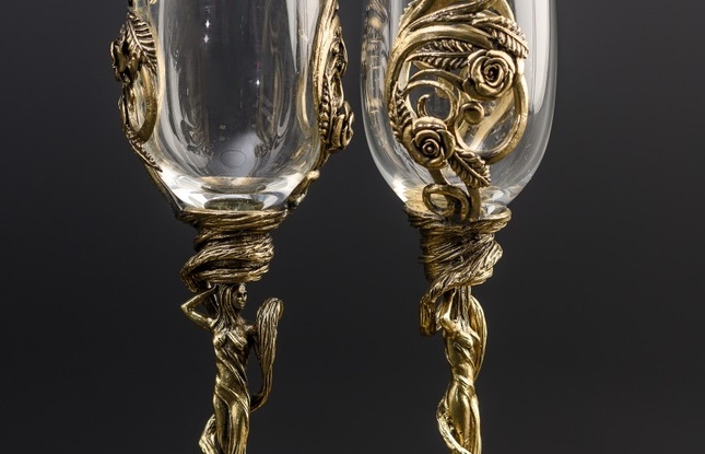 Набор бокалов для шампанского «Флора» (2 шт.) в подарочном футляре 180 мл - фото №4