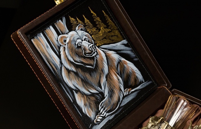 Набор лафитников «Охотничьи Трофеи" 3 шт.  в подарочном футляре с художественным оформлением  50 мл - фото №2