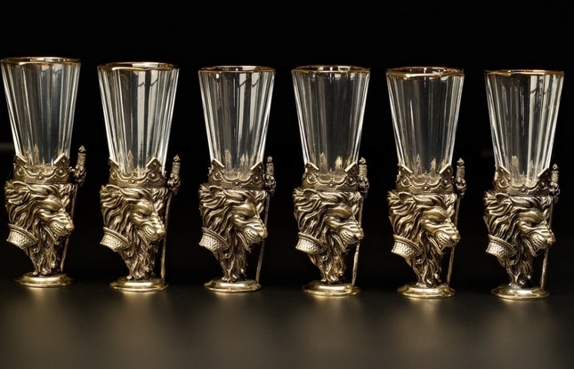 Набор рюмок-лафитников «Лев» 6 шт  в подарочном футляре с художественным оформлением  50 мл - фото №2