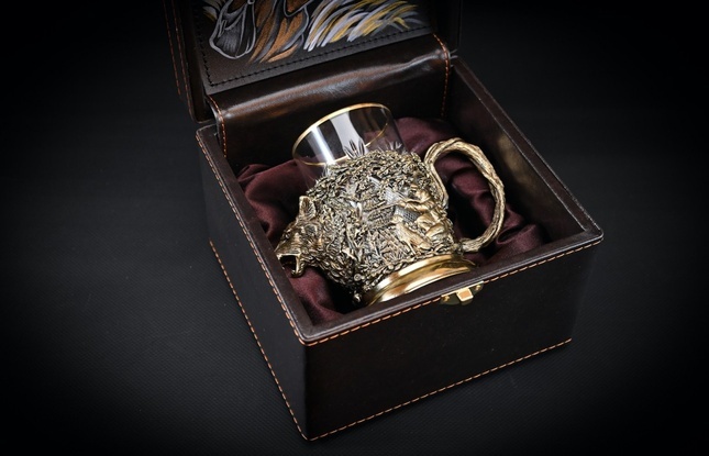 Набор подстаканников "Русский Лес" 1 шт в подарочном футляре с художественным оформлением  250 мл - фото №2