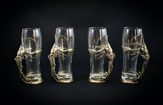 Набор пивных бокалов «Рак» 4 шт.  в подарочном футляре с художественным оформлением - фото №4