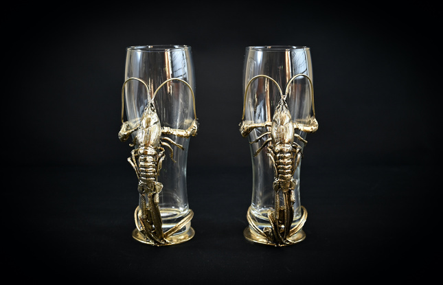 Набор пивных бокалов «Рак» 4 шт.  в подарочном футляре с художественным оформлением - фото №8