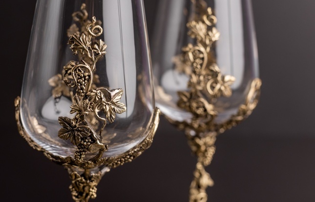 Набор бокалов для вина «Виноград» (2шт.) в подарочном футляре 450 мл - фото №4