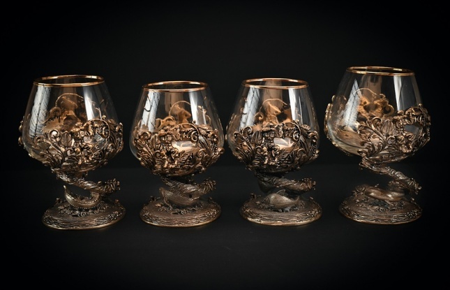 Бокал для коньяка "Рыбалка Элит "  4 шт. в подарочном футляре с художественным оформлением  430 мл - фото №4