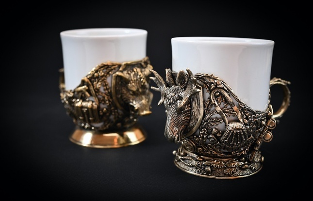 Набор чашек  для кофе "Трофейный" 2 шт. в подарочном футляре с художественным оформлением 200 мл - фото №2