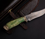 Подарочный нож «Клык 2» (дамасская сталь, карельская береза) в футляре - фото №1