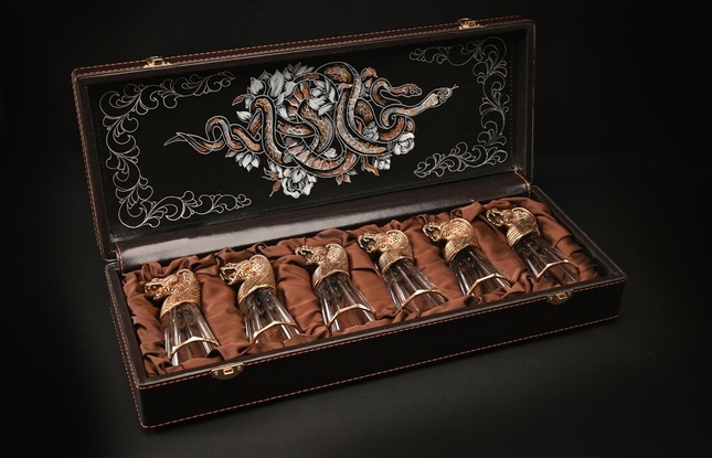 Набор лафитников "Змеи"  (6 шт.) в подарочном футляре с художественным оформлением  50 мл - фото №8