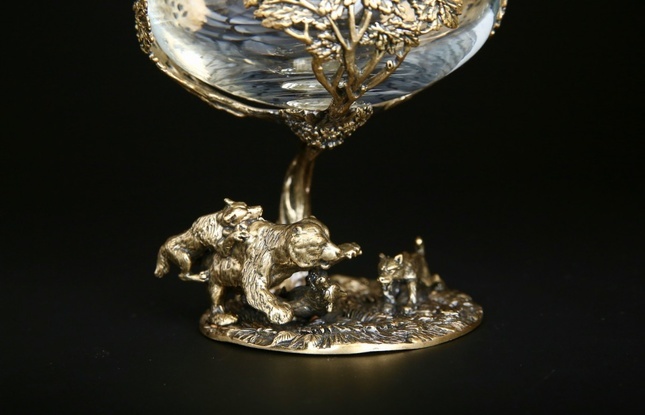 Бокал для коньяка "Охота" Медведь  430 мл - фото №1