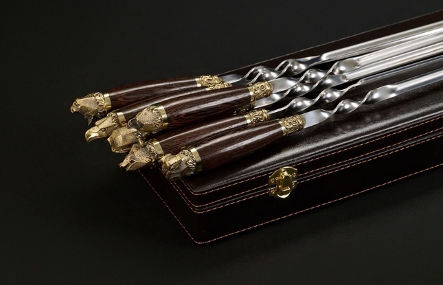 Набор шампуров в футляре «Презент 6 Звери каменные» - фото №4