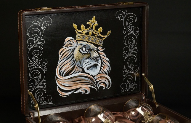 Бокал для коньяка   "Лев VIP " эконом  6 шт. в подарочном футляре с художественным оформлением  430 мл