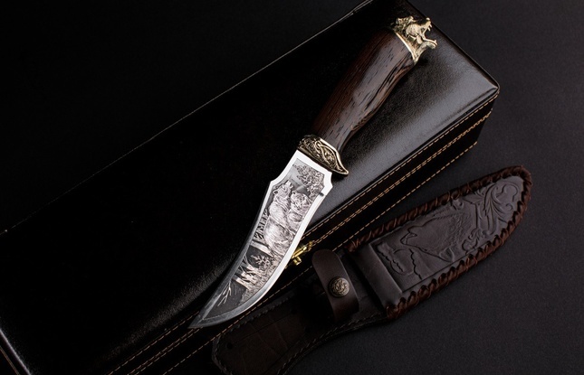 Подарочный туристический нож «Клык 2» сталь 65Х13 в футляре - фото №1